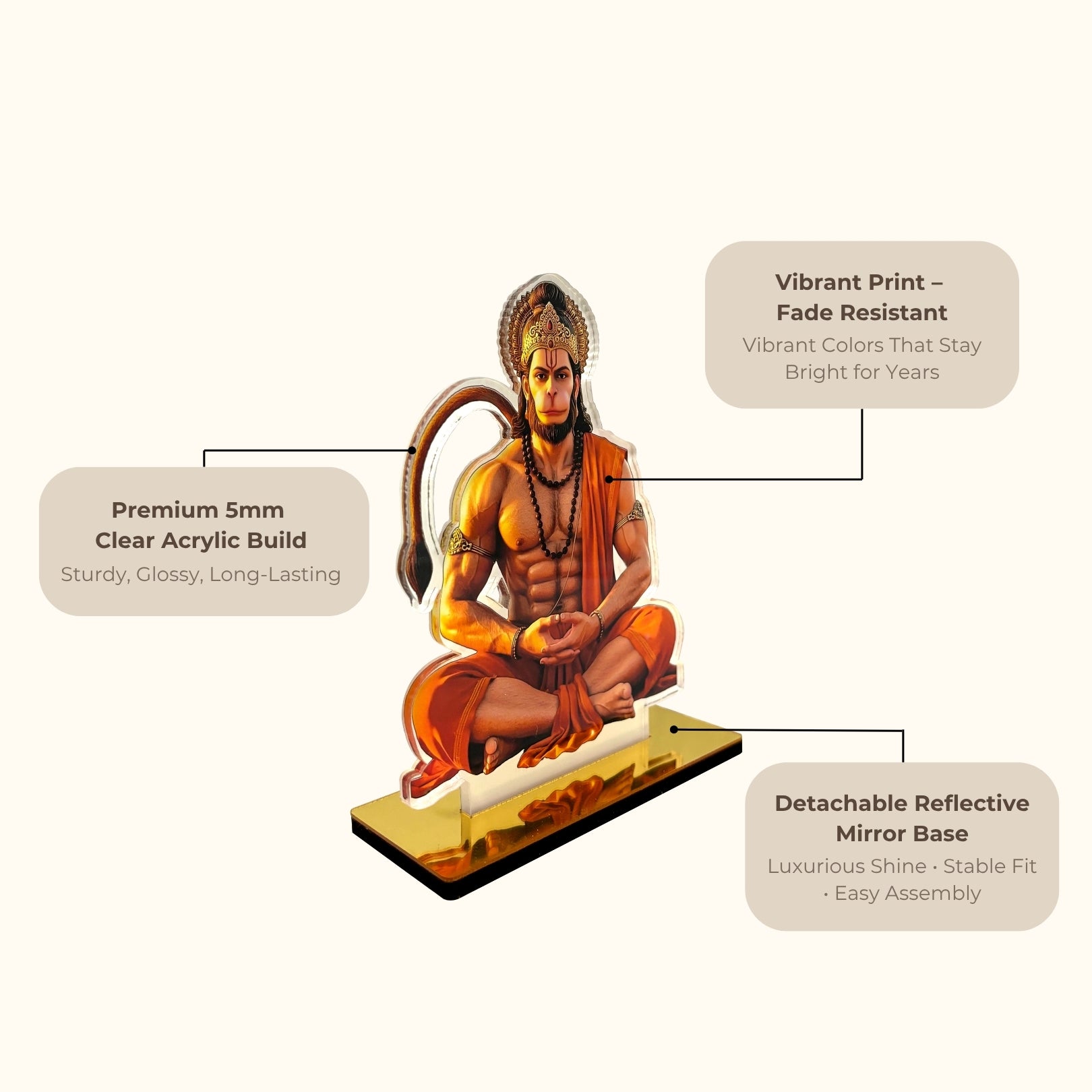 Lord Hanuman Acrylic Idol