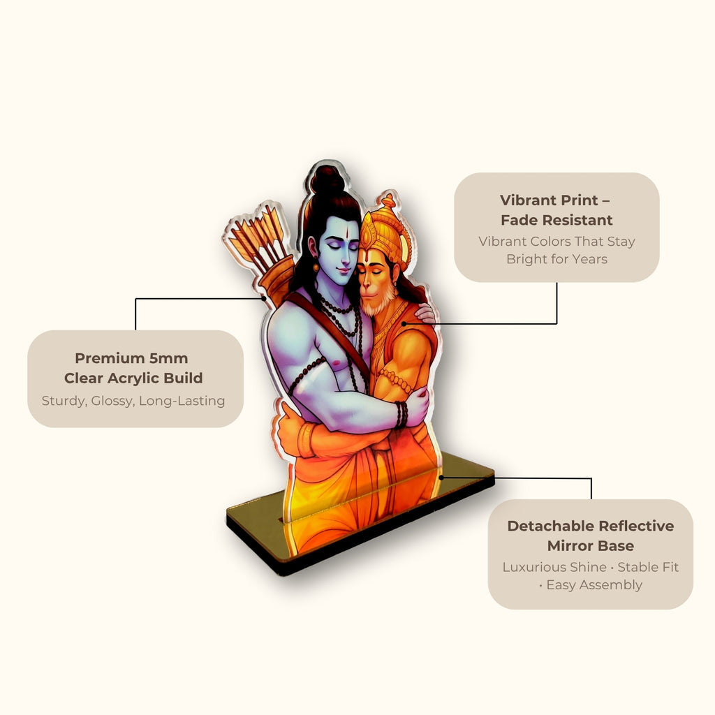 Lord Ram Embracing Hanuman Acrylic Idol