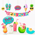 Giffin Summer Party Props Kit – 21 Pcs | Pool Party, Beach, Luau & Tropical Party Decorations | Photo Booth Props, Hanging Swirls & Banner