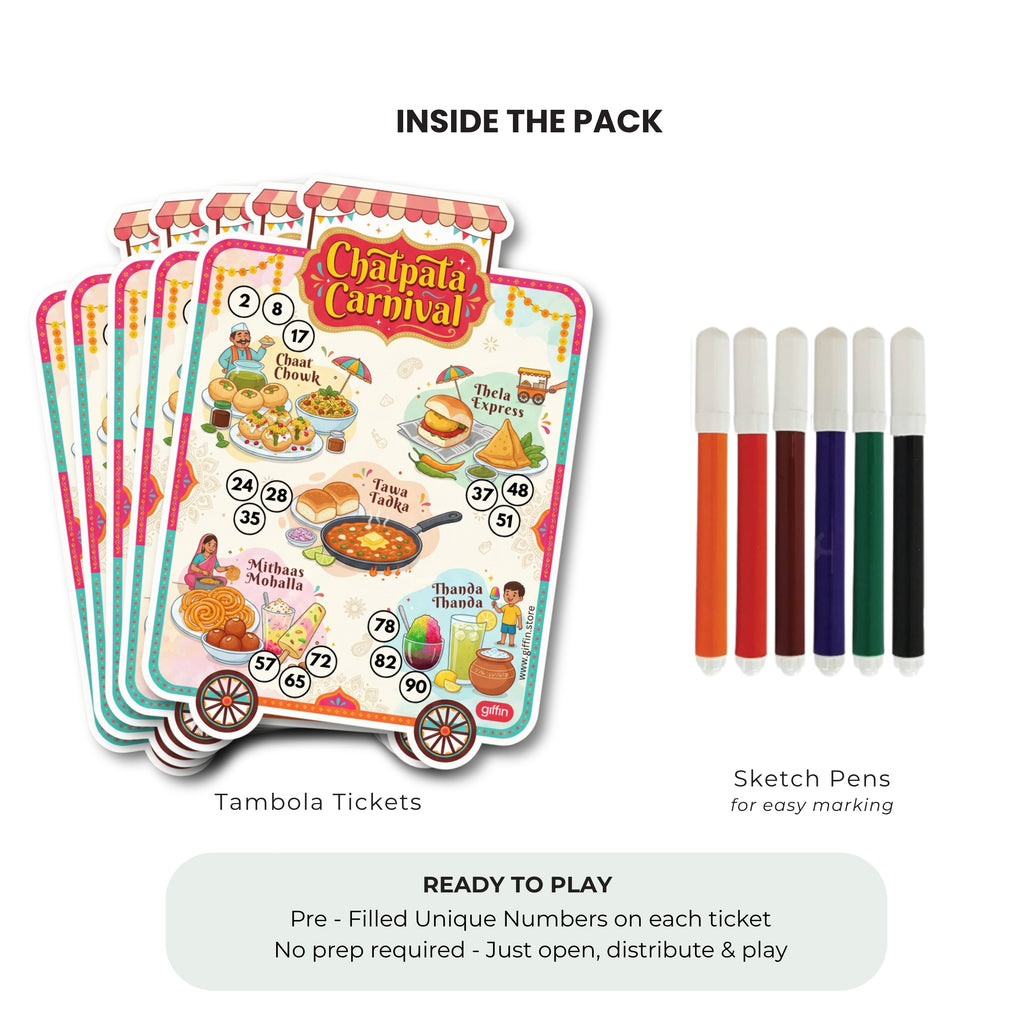 Chatpata Carnival Tambola Tickets – Indian Street Food Theme