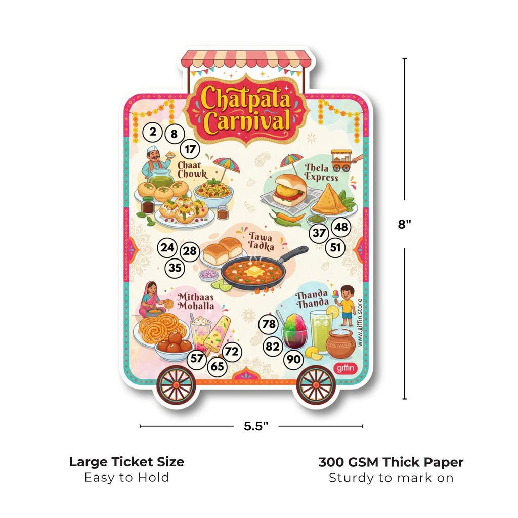 Chatpata Carnival Tambola Tickets – Indian Street Food Theme