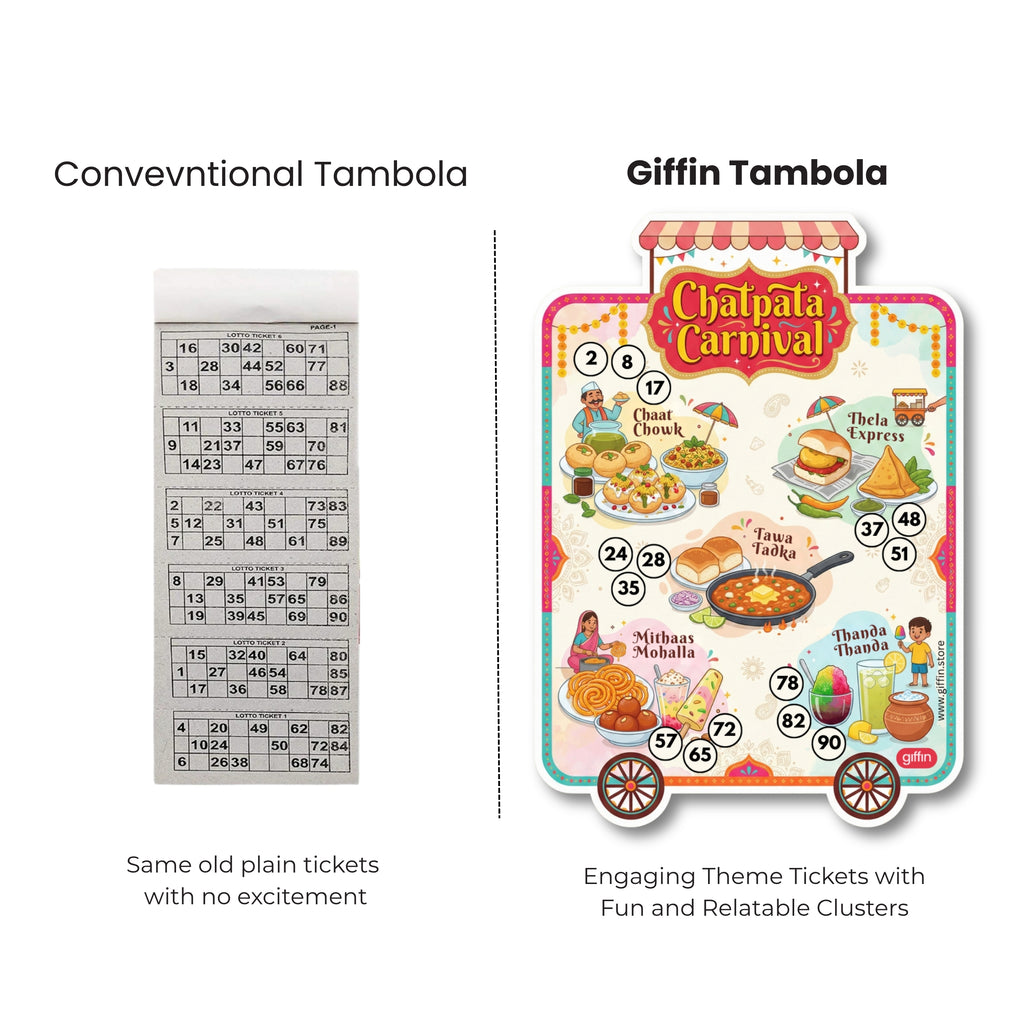 Chatpata Carnival Tambola Tickets – Indian Street Food Theme