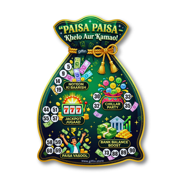 Giffin Paisa Paisa Money Bag Tambola Tickets | Money and Casino Theme Housie Game