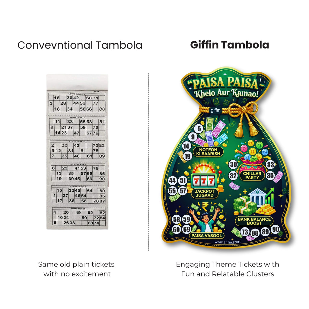Giffin Paisa Paisa Money Bag Tambola Tickets | Money and Casino Theme Housie Game