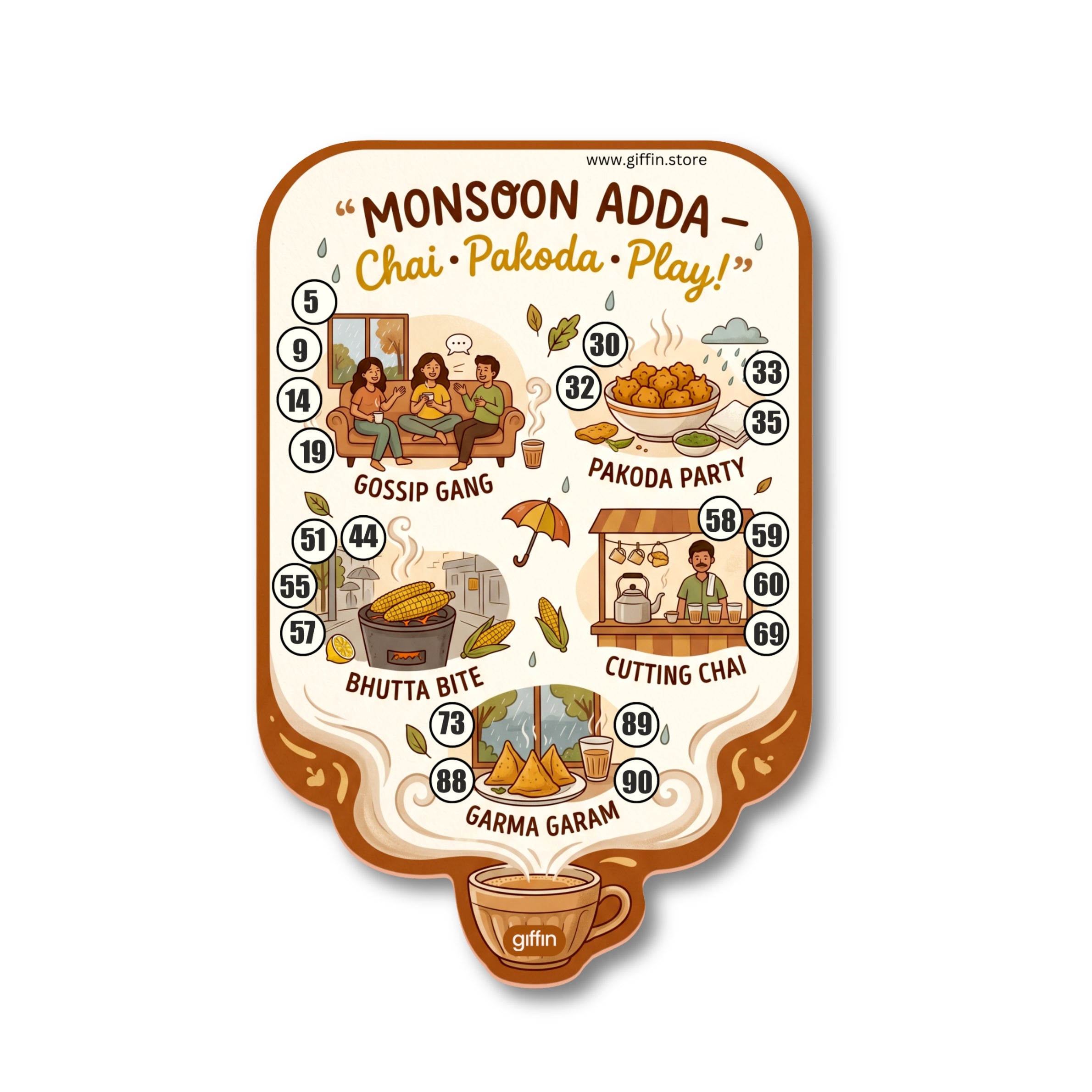 Monsoon Adda Tambola Tickets – Chai Pakoda Rain Theme Housie Tickets