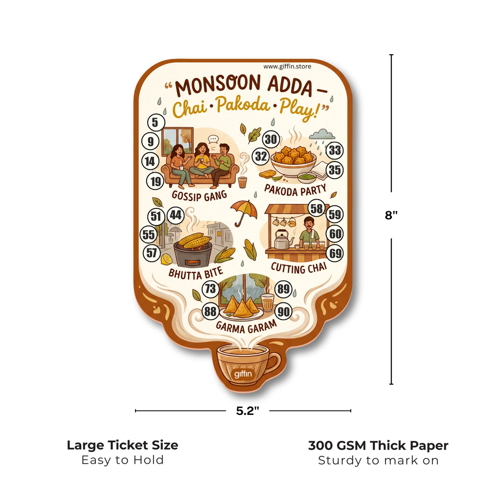 Monsoon Adda Tambola Tickets – Chai Pakoda Rain Theme Housie Tickets