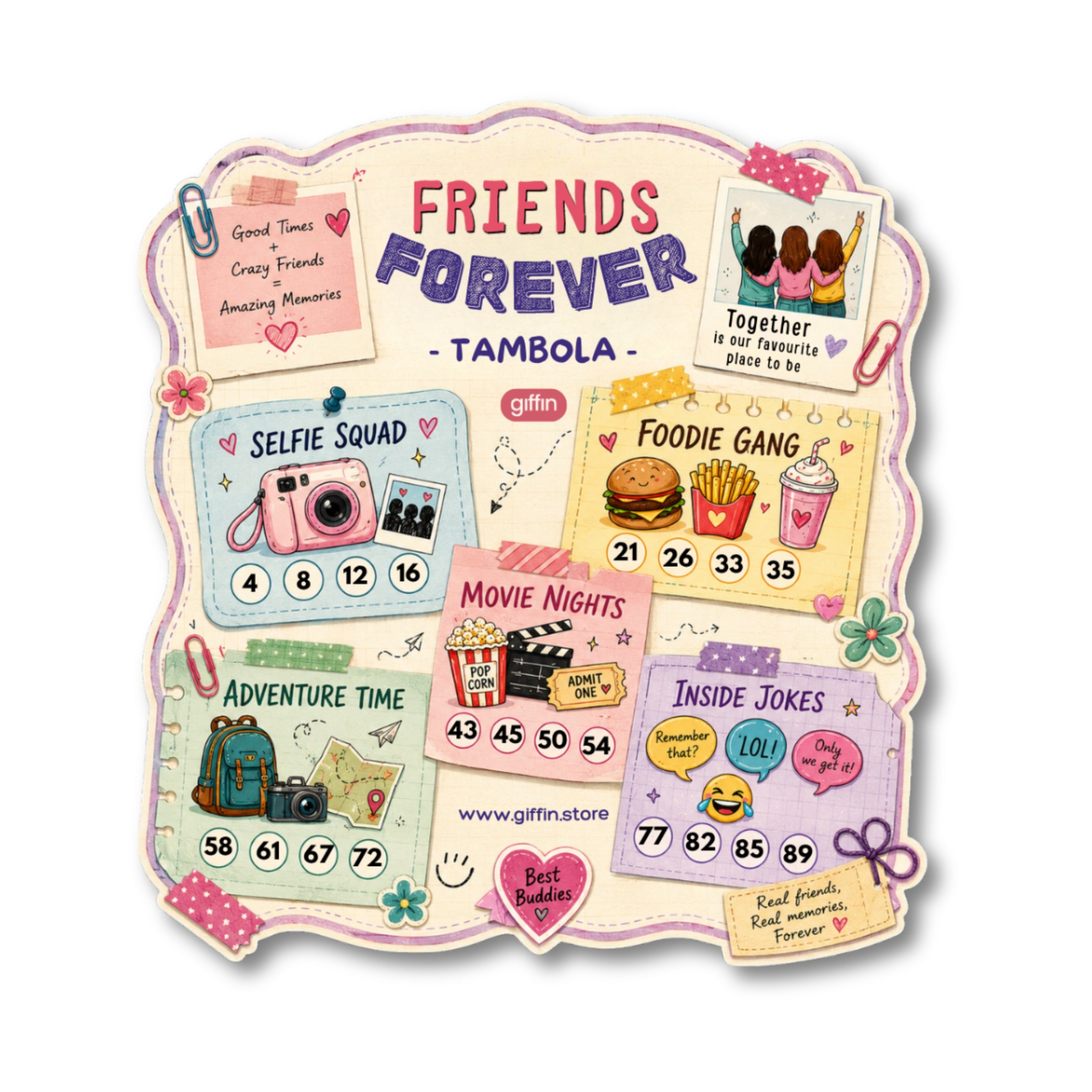 Friends Forever | Friendship Day Tambola Tickets