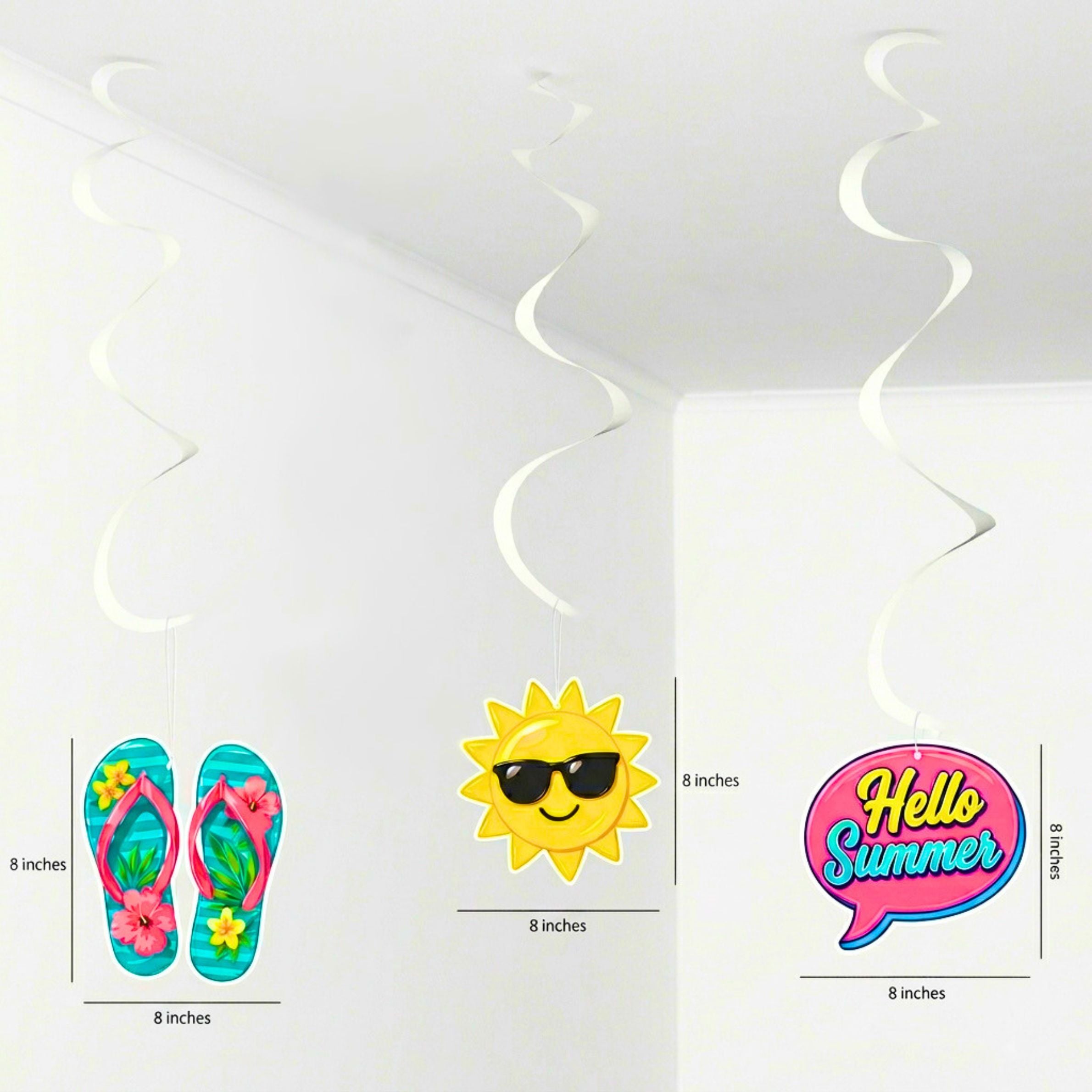 Giffin Summer Party Props Kit – 21 Pcs | Pool Party, Beach, Luau & Tropical Party Decorations | Photo Booth Props, Hanging Swirls & Banner