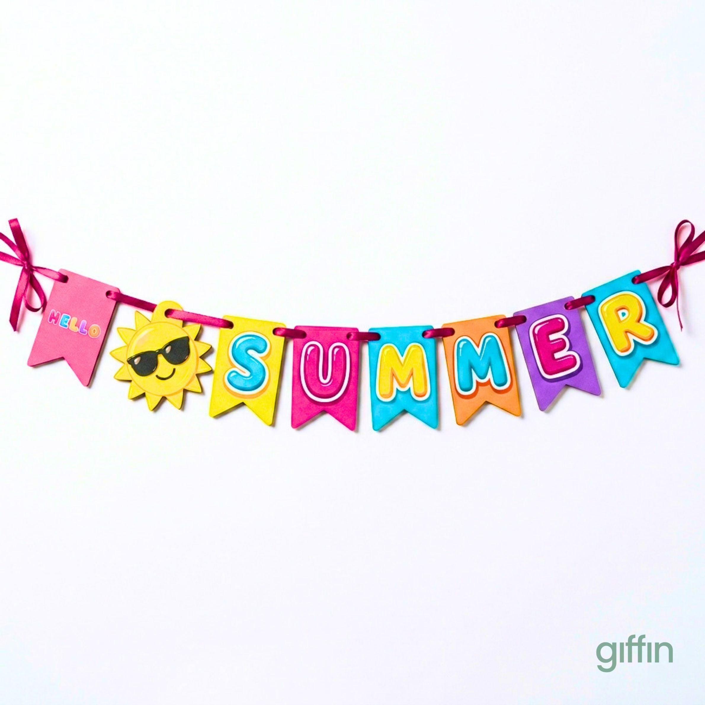 Giffin Summer Party Props Kit – 21 Pcs | Pool Party, Beach, Luau & Tropical Party Decorations | Photo Booth Props, Hanging Swirls & Banner