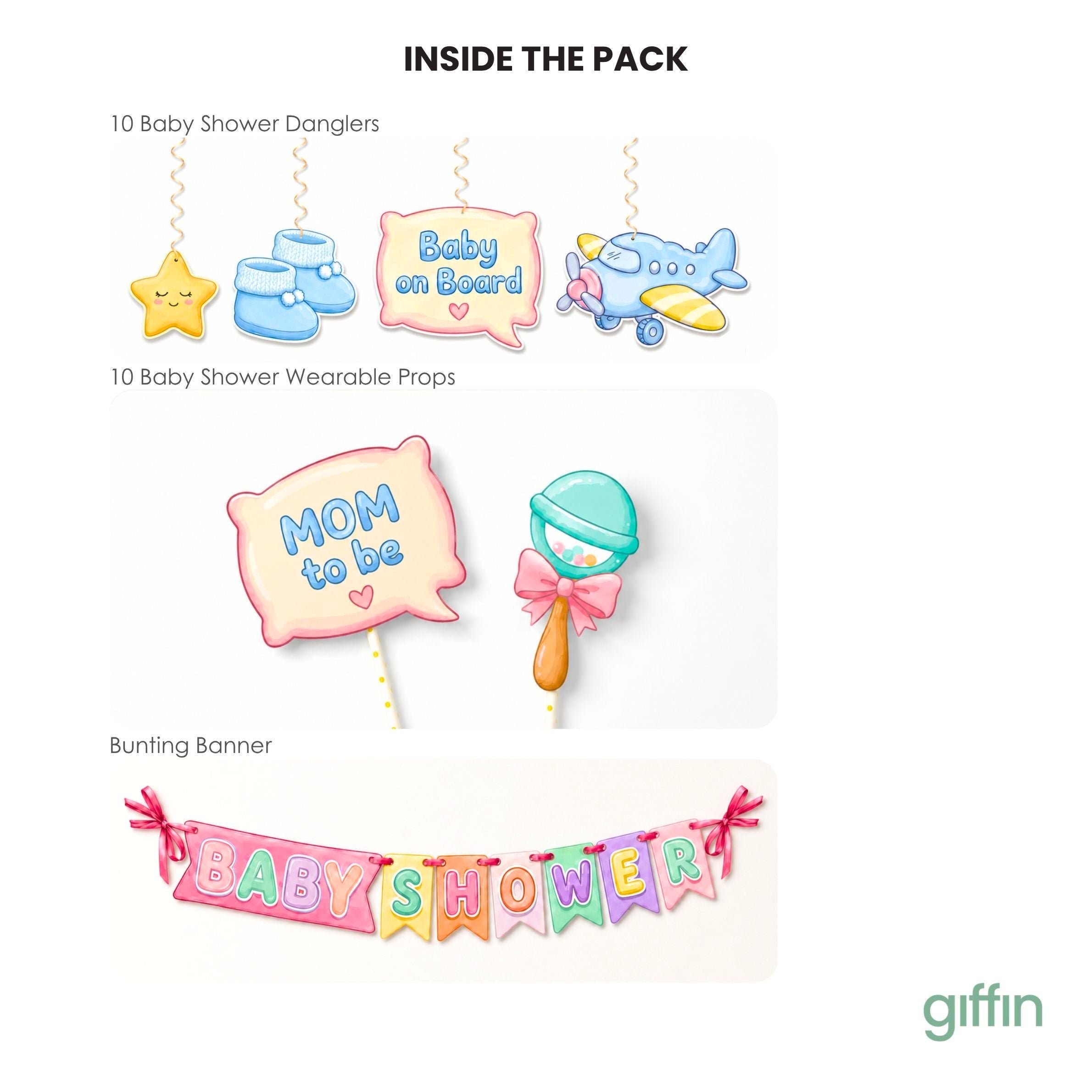 Baby Shower Decoration Pack - 21 Pcs